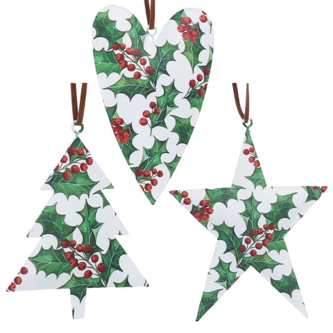Tin Holly Decoration (single)