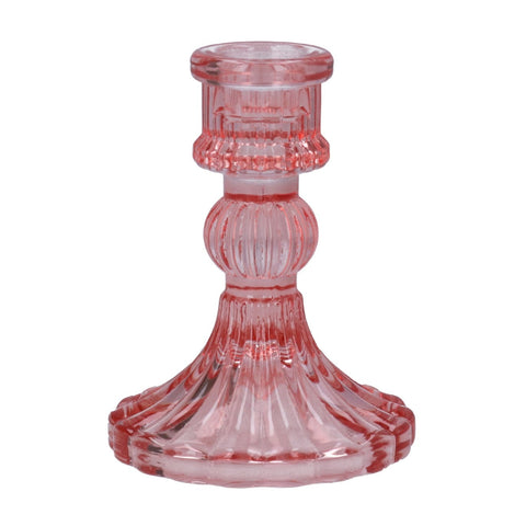 Dusky Pink Glass Classic Candlestick