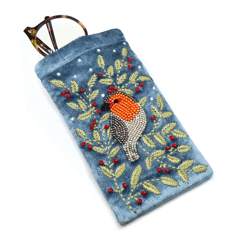 POM Blue Velvet Glasses Case - Robin And Holly