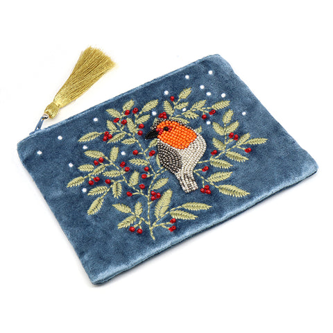 POM Blue Velvet Purse - Robin And Holly