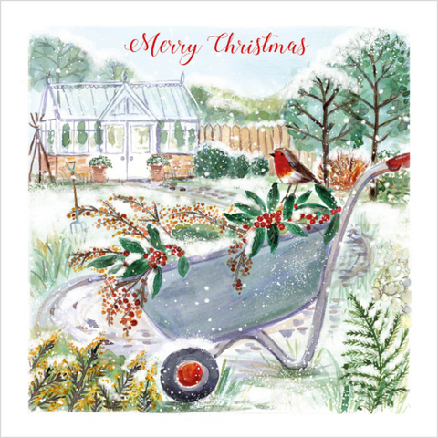 Christmas Cards Pack of 10 - Wheelbarrow & Greenhouse