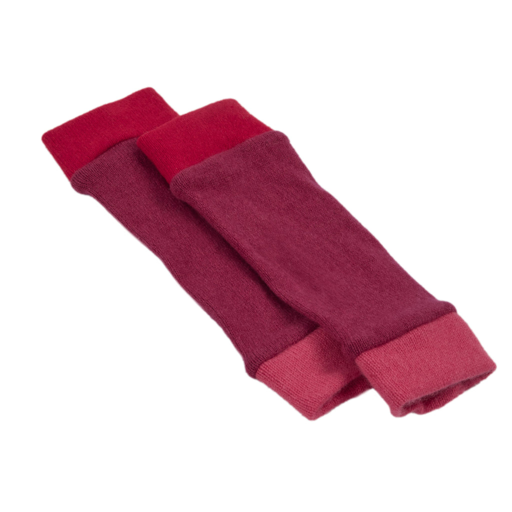 Turtle Doves Pink and Red Mix Cashmere Wrist Warmers