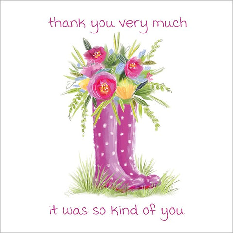 Elle Greeting Card - Pink Wellies