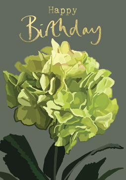 Sarah Kelleher Card - Happy Birthday Green Hydrangea