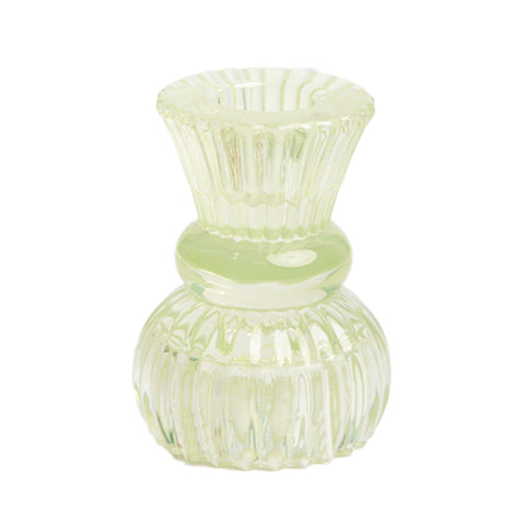 Boho Green Glass Candle Holder small