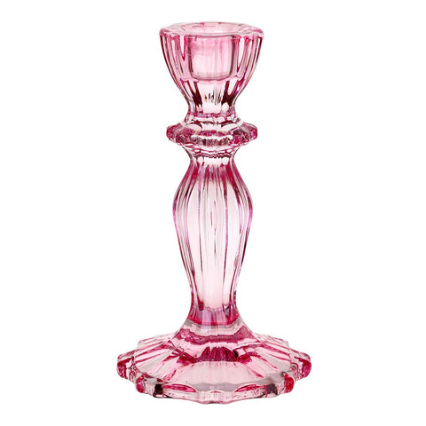 Boho Pink Glass Candle Holder large