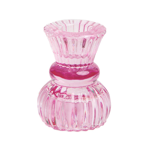 Boho Pink Glass Candle Holder small