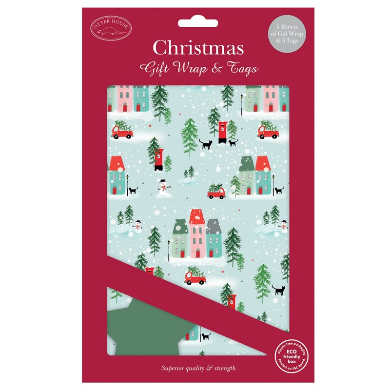 Christmas Single Wrap and Tags - Christmas Village