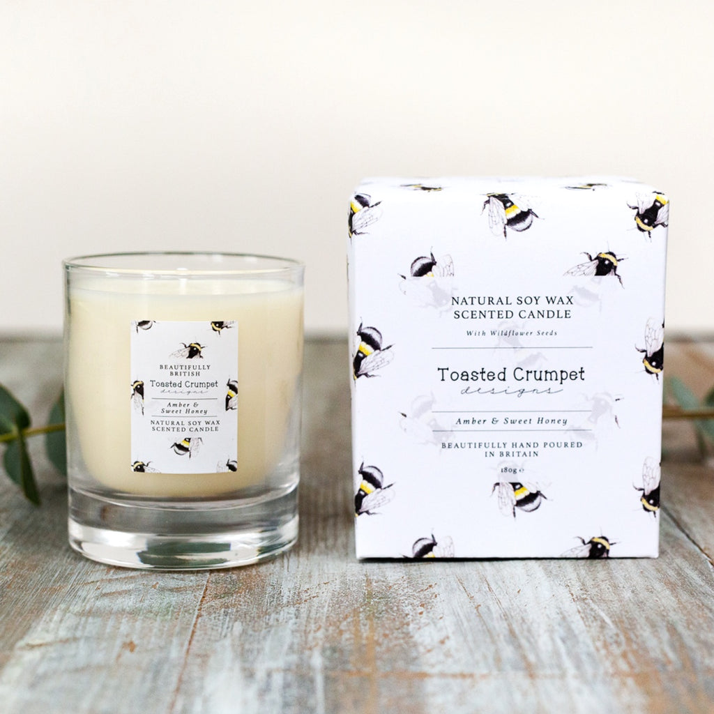 Toasted Crumpet - Amber and Sweet Honey Glass Candle